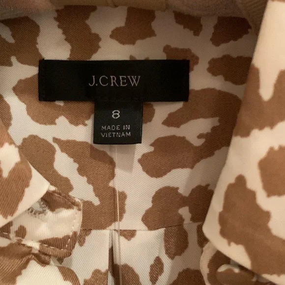 J CREW TIE-WAIST SHIRTDRESS BROWN CREAM LEOPARD PRINT LONG SILHOUETTE SIZE 8 - Picture 12 of 14